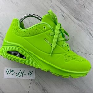 •Skechers Womens Uno 73667 Neon Green Casual Shoes Sneakers Size 9.5